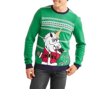 Jolly Sweaters Unicorn Santa Claus Christmas Holiday Party Sweater
